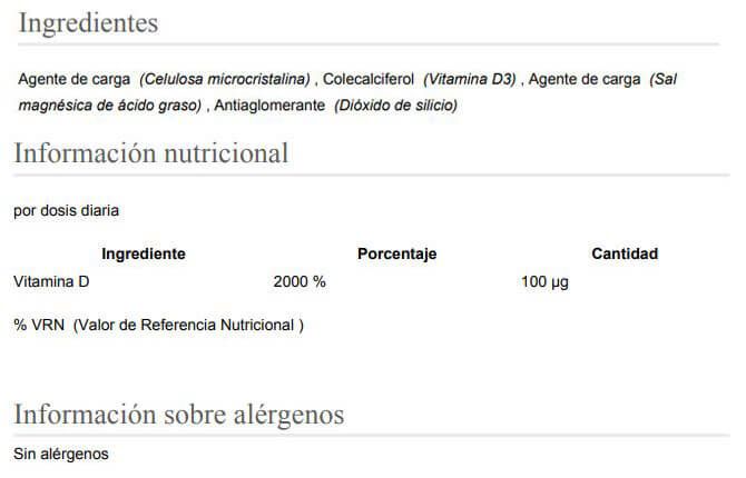 Información nutricional