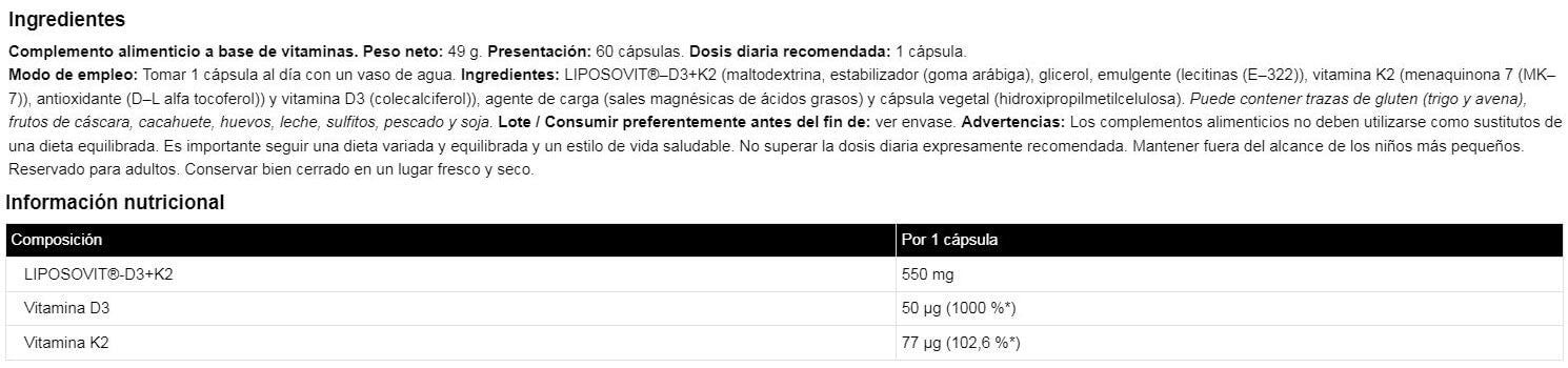 Información nutricional