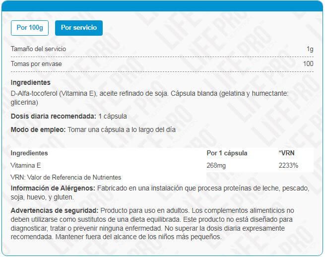 Información nutricional