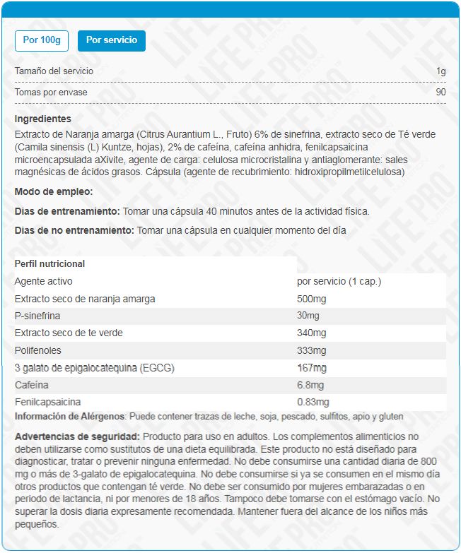 Información nutricional