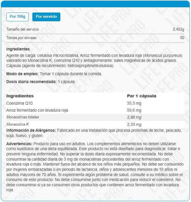 Información nutricional