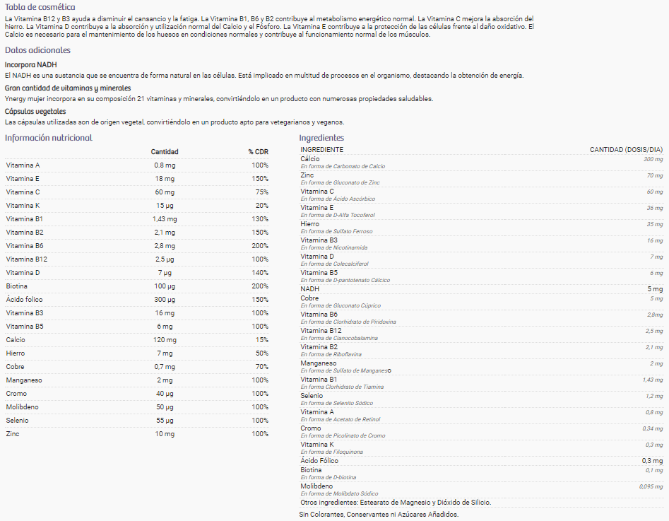 Información nutricional