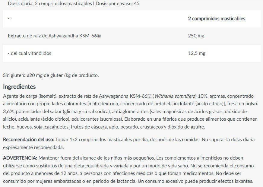 Información nutricional