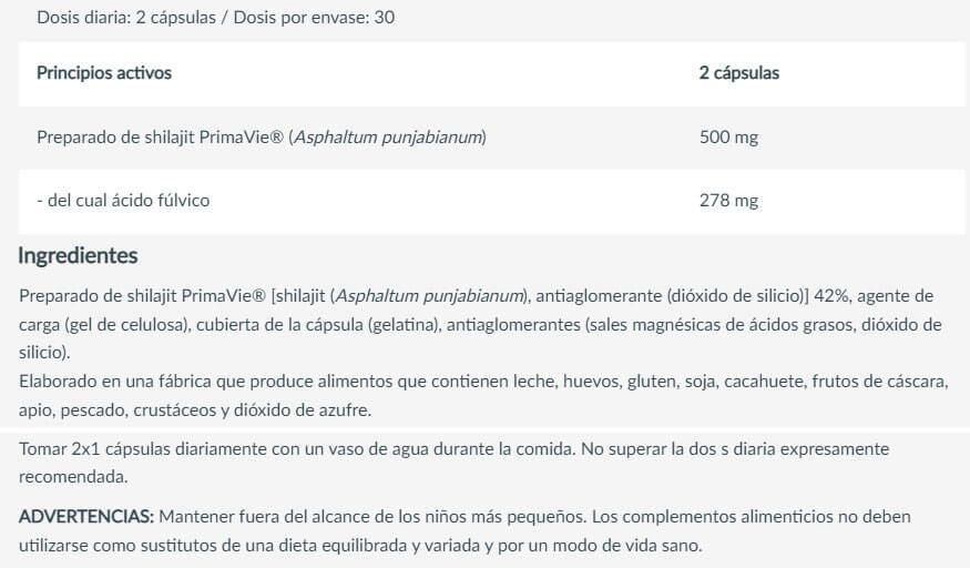 Información nutricional