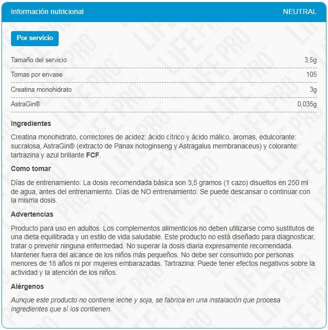 Información nutricional