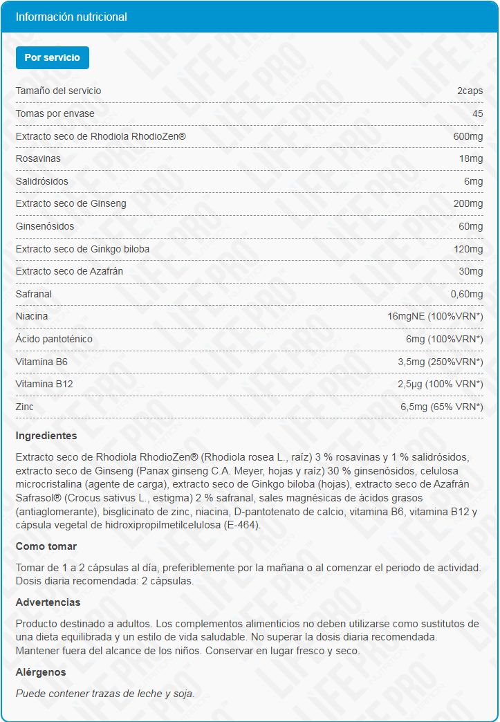 Información nutricional