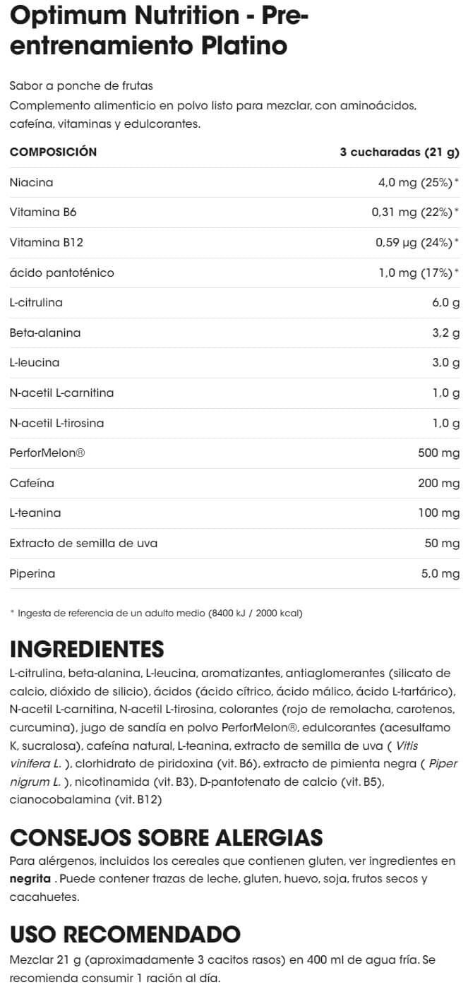 Información nutricional
